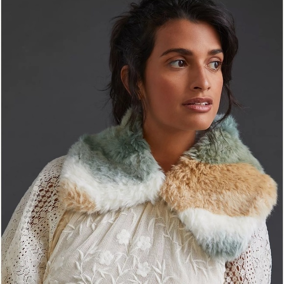 NWT Anthropologie Tie Dye Faux Fur Collar Scarf - Picture 1 of 8